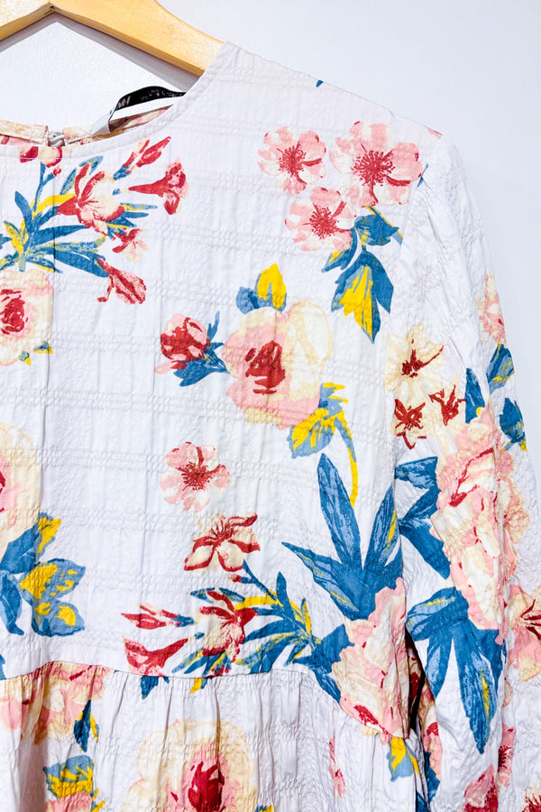 Robe ample crème fleurie* seconde main - Zara- La Penderie du Paradis
