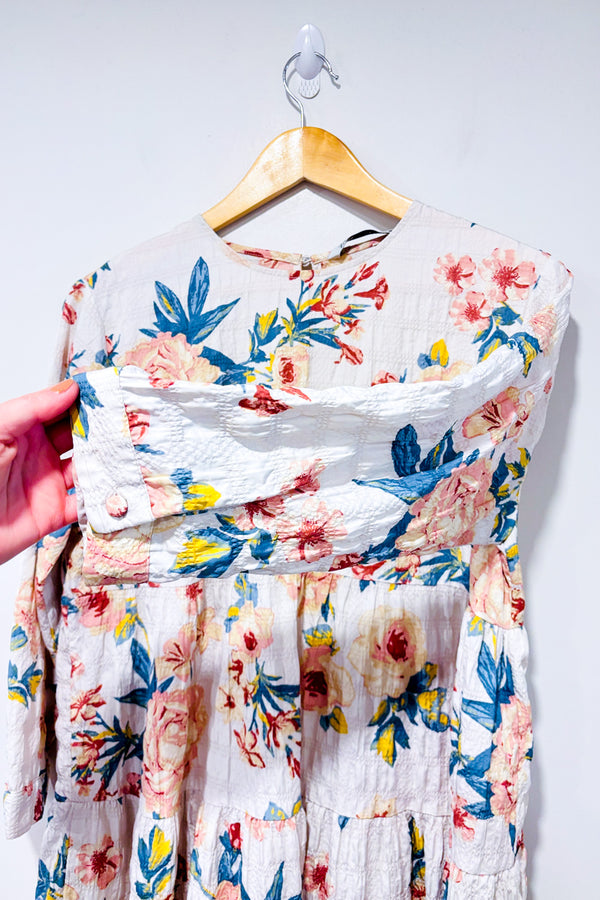 Robe ample crème fleurie* seconde main - Zara- La Penderie du Paradis