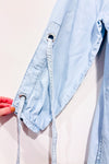 Robe bleue style denim épaules dénudées seconde main - Zara- La Penderie du Paradis