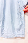 Robe bleue style denim épaules dénudées seconde main - Zara- La Penderie du Paradis