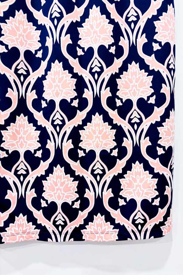 Robe droite marine et rose fleurie* seconde main - Ronnie Nicole- La Penderie du Paradis