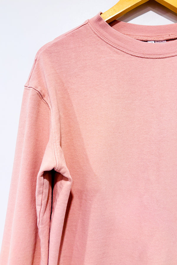 Robe crewneck coton ouaté rose pâle seconde main - H&M- La Penderie du Paradis