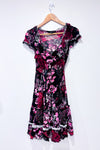 Robe semi-transparente rouge et noire fleurie* seconde main - Terra Nostra- La Penderie du Paradis