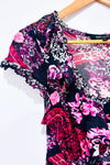 Robe semi-transparente rouge et noire fleurie* seconde main - Terra Nostra- La Penderie du Paradis