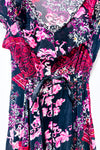 Robe semi-transparente rouge et noire fleurie* seconde main - Terra Nostra- La Penderie du Paradis