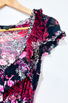 Robe semi-transparente rouge et noire fleurie* seconde main - Terra Nostra- La Penderie du Paradis