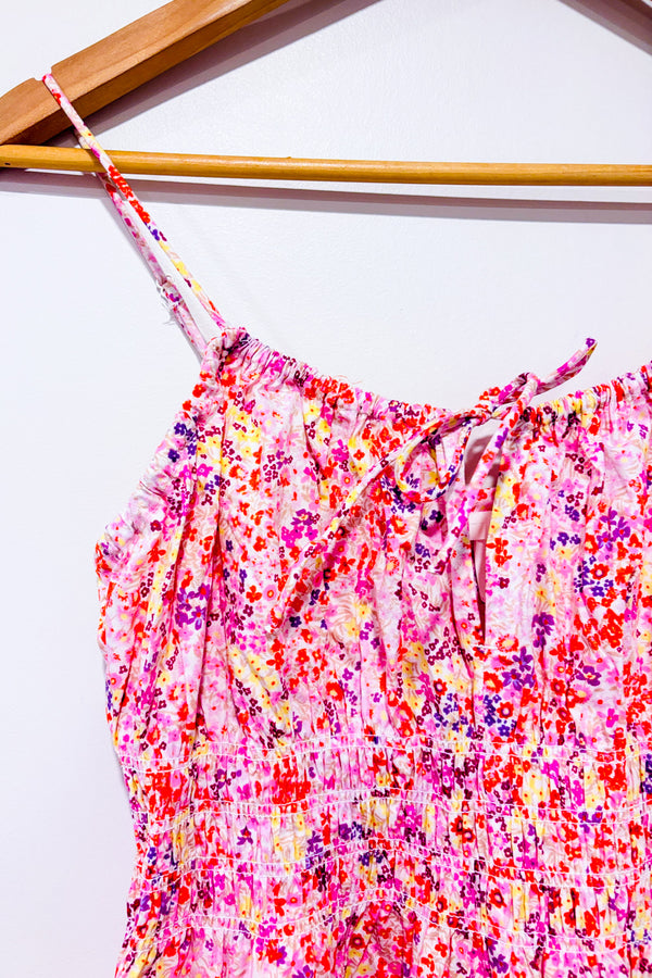 Robe midi rose fleurie* seconde main - H&M- La Penderie du Paradis