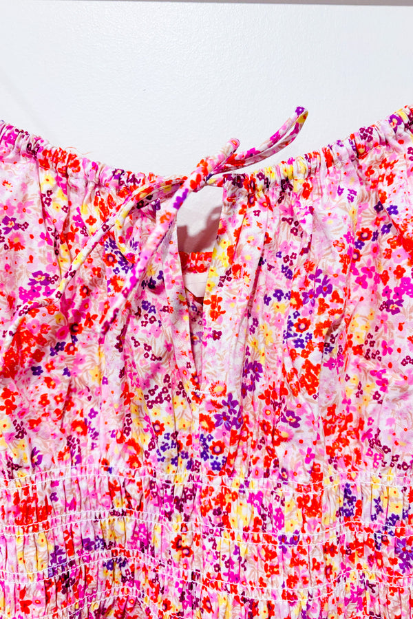 Robe midi rose fleurie* seconde main - H&M- La Penderie du Paradis