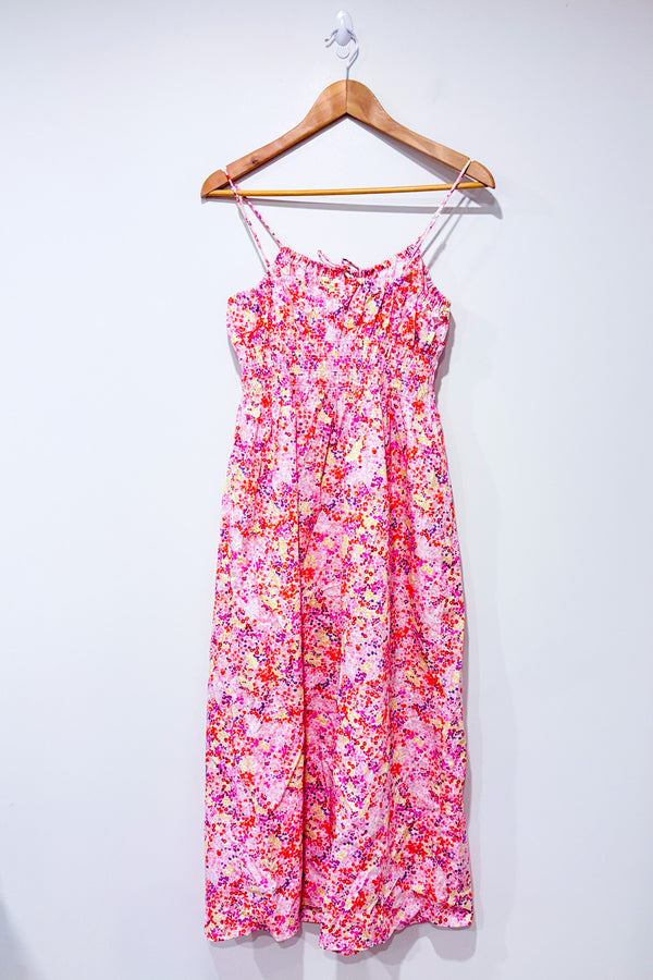 Robe midi rose fleurie* seconde main - H&M- La Penderie du Paradis