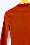 Robe ajustée côtelé orange brûlé à col montant seconde main - SHEIN- La Penderie du Paradis