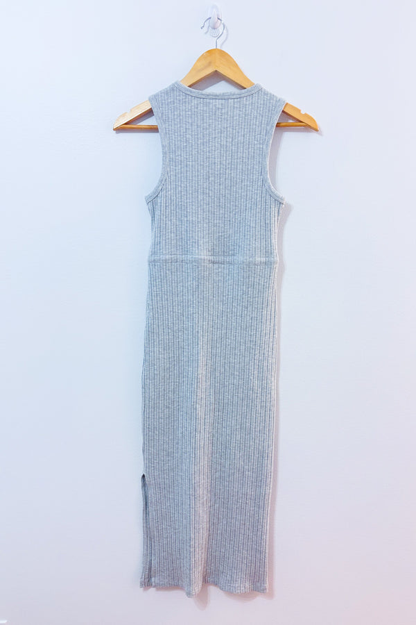Robe maxi côtelée grise* seconde main - Top Shop- La Penderie du Paradis