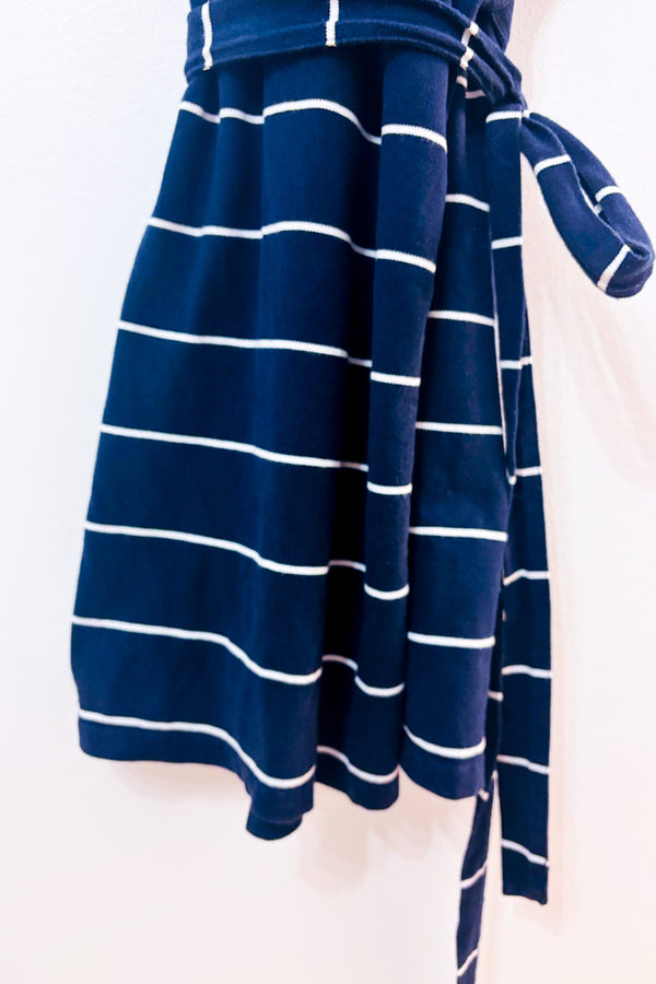 Robe portefeuille polo rayée marine et blanche seconde main - Tommy Hilfiger- La Penderie du Paradis
