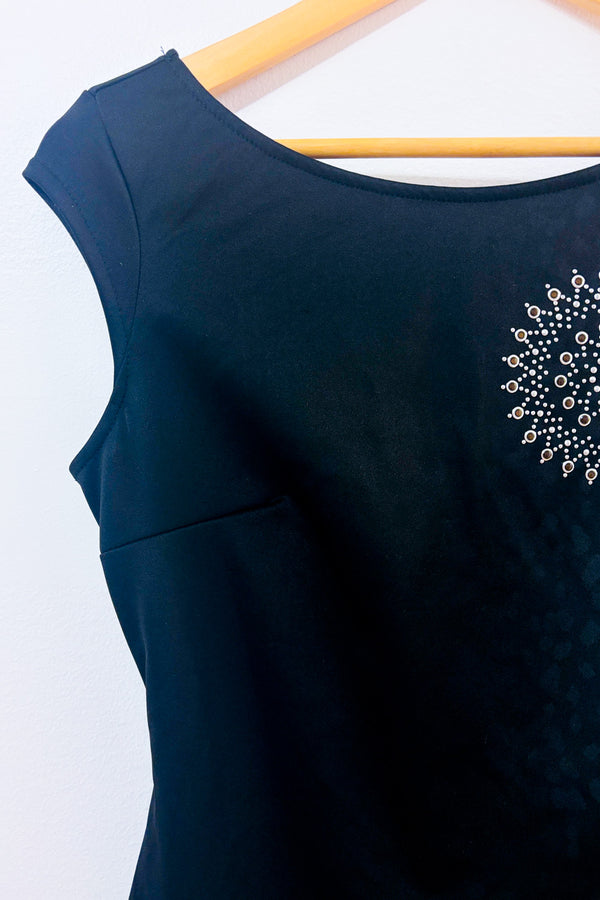 Robe noire ajustée à studs fleuris et motif léopard* seconde main - Desigual- La Penderie du Paradis