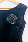 Robe noire ajustée à studs fleuris et motif léopard* seconde main - Desigual- La Penderie du Paradis