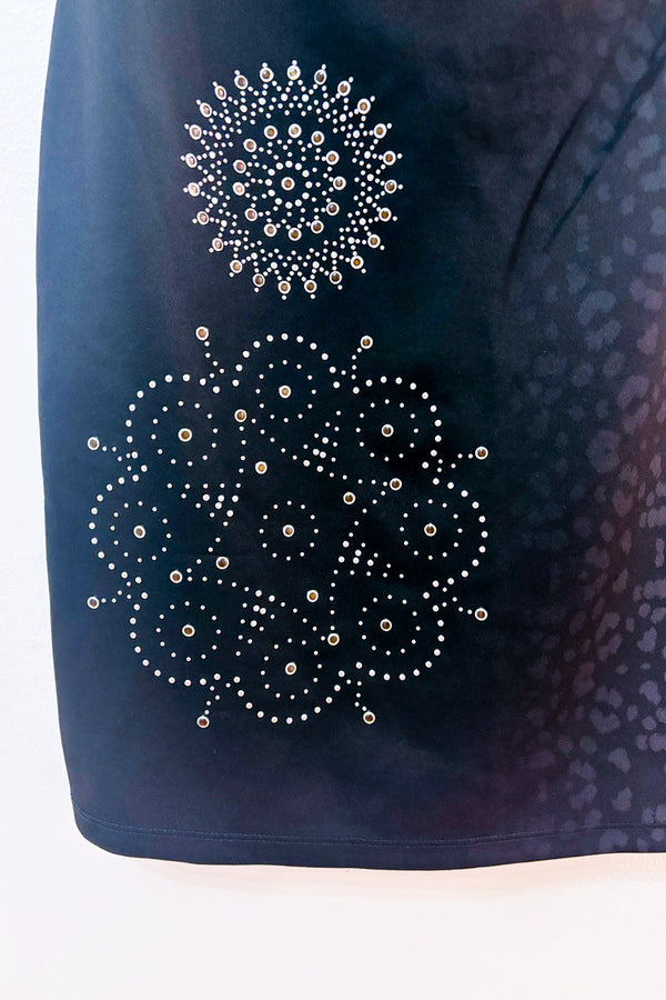 Robe noire ajustée à studs fleuris et motif léopard* seconde main - Desigual- La Penderie du Paradis