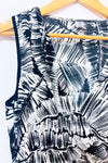 Robe portefeuille fluide noire et blanche à motif feuilles* seconde main - Tristan- La Penderie du Paradis