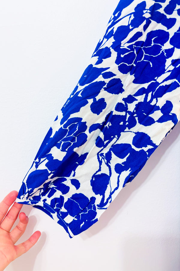 Robe midi bleue et blanche fleurie* seconde main - Only- La Penderie du Paradis