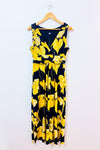Robe maxi marine à imprimé floral jaune* seconde main - Tommy Hilfiger- La Penderie du Paradis