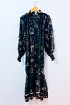 Robe maxi brune fleurie à nouer* seconde main - H&M- La Penderie du Paradis