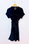 Robe chemisier midi marine à ceinture* seconde main - Mango- La Penderie du Paradis
