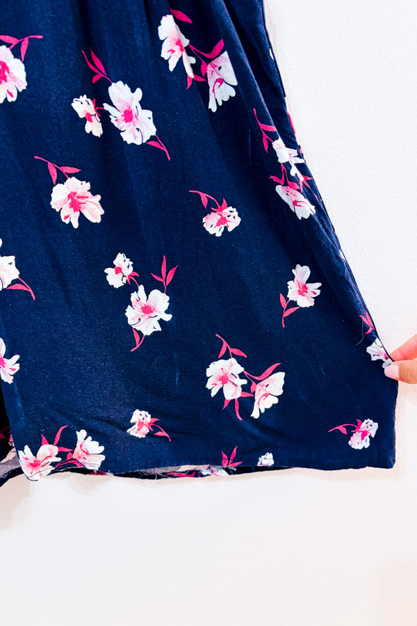 Robe marine fleurie seconde main - Tag- La Penderie du Paradis