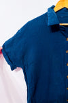 Robe chemise bleue gaufrée en coton et lin seconde main - Autres- La Penderie du Paradis