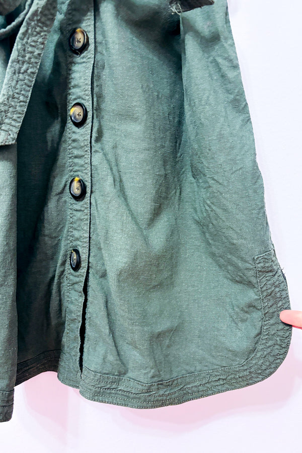 Robe chemisier kaki en mélange de lin seconde main - Reitmans- La Penderie du Paradis