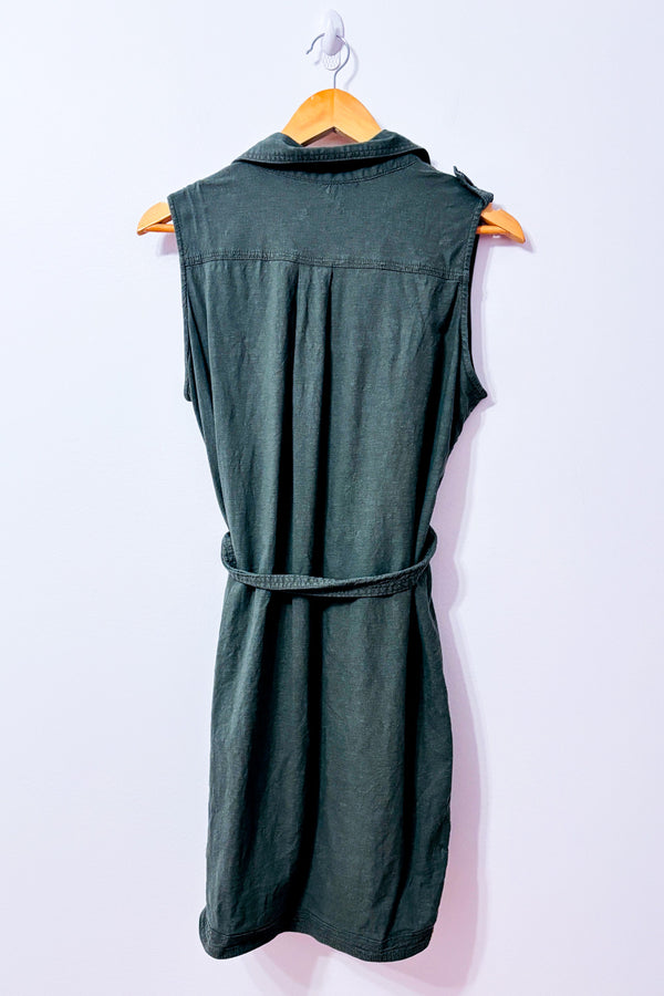 Robe chemisier kaki en mélange de lin seconde main - Reitmans- La Penderie du Paradis