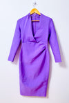 Robe midi mauve ajustée à col drapé et manches longues seconde main - Autres- La Penderie du Paradis
