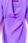 Robe midi mauve ajustée à col drapé et manches longues seconde main - Autres- La Penderie du Paradis
