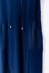 Robe marine à col drapé et manches transparentes* seconde main - Cazza Petite- La Penderie du Paradis