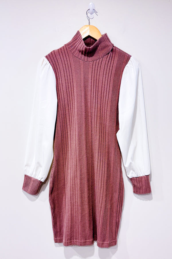 Robe mauve et blanche côtelée (l)-SHEIN-La Penderie du Paradis 🕊