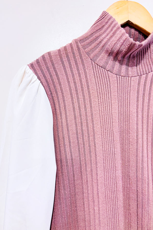 Robe mauve et blanche côtelée (l)-SHEIN-La Penderie du Paradis 🕊