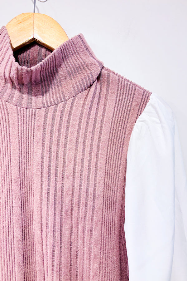 Robe mauve et blanche côtelée (l)-SHEIN-La Penderie du Paradis 🕊