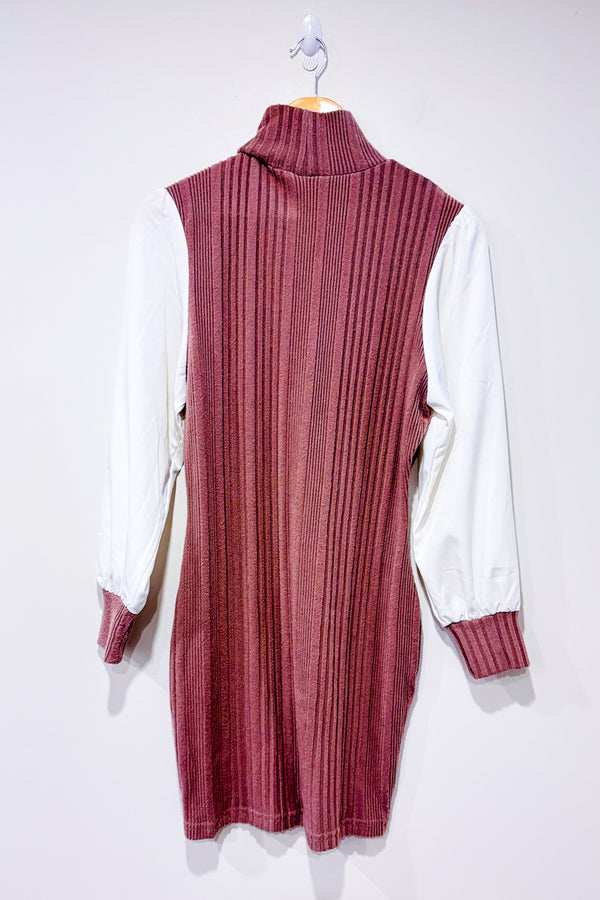 Robe mauve et blanche côtelée (l)-SHEIN-La Penderie du Paradis 🕊