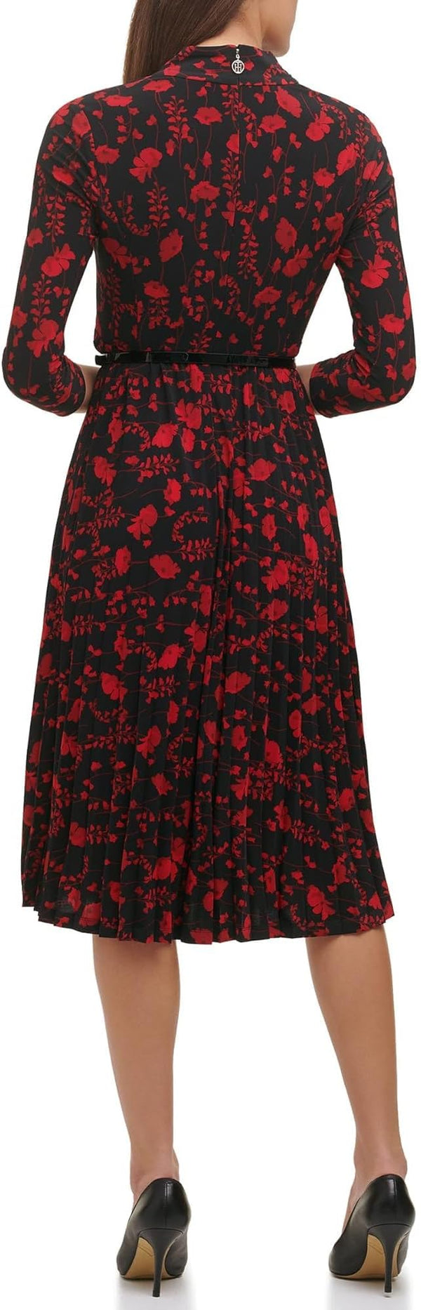 Robe noire fleurie plissĂ©e (s)-Tommy Hilfiger-La Penderie du Paradis đ