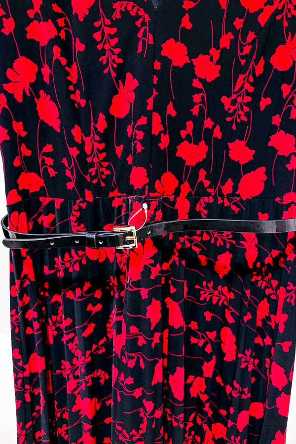 Robe noire fleurie plissĂ©e (s)-Tommy Hilfiger-La Penderie du Paradis đ