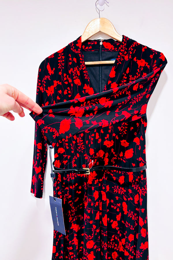 Robe noire fleurie plissĂ©e (s)-Tommy Hilfiger-La Penderie du Paradis đ