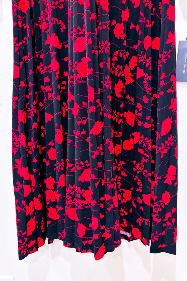 Robe noire fleurie plissĂ©e (s)-Tommy Hilfiger-La Penderie du Paradis đ