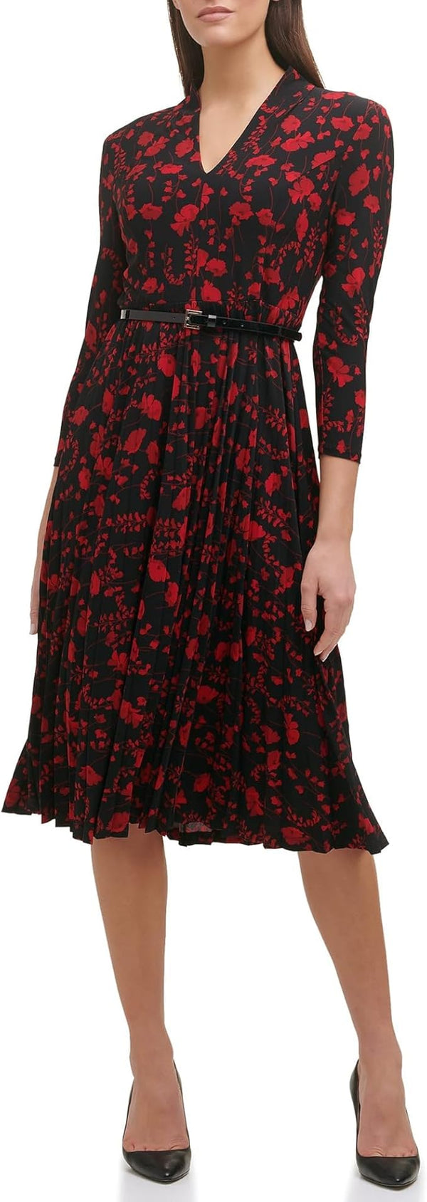 Robe noire fleurie plissĂ©e (s)-Tommy Hilfiger-La Penderie du Paradis đ