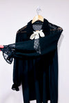 Robe noire avec manches transparentes texturĂ©es (s)-Zara-La Penderie du Paradis đ