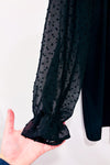 Robe noire avec manches transparentes texturĂ©es (s)-Zara-La Penderie du Paradis đ
