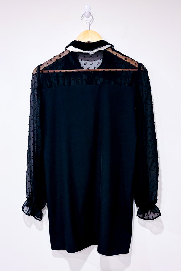Robe noire avec manches transparentes texturĂ©es (s)-Zara-La Penderie du Paradis đ