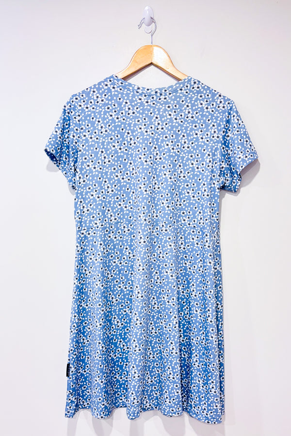 Robe bleue fleurie (l)-Rien ne se perd, tout se crée-La Penderie du Paradis 🕊