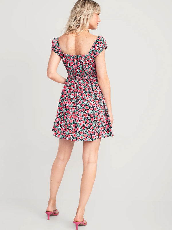 Robe d'été noire et rouge fleurie (l)-Old Navy-La Penderie du Paradis 🕊