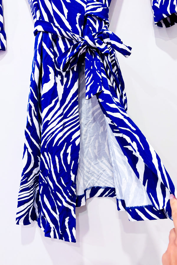 Robe bleue cache-coeur motif zébré (s)*-Diane von Furstenberg-La Penderie du Paradis 🕊