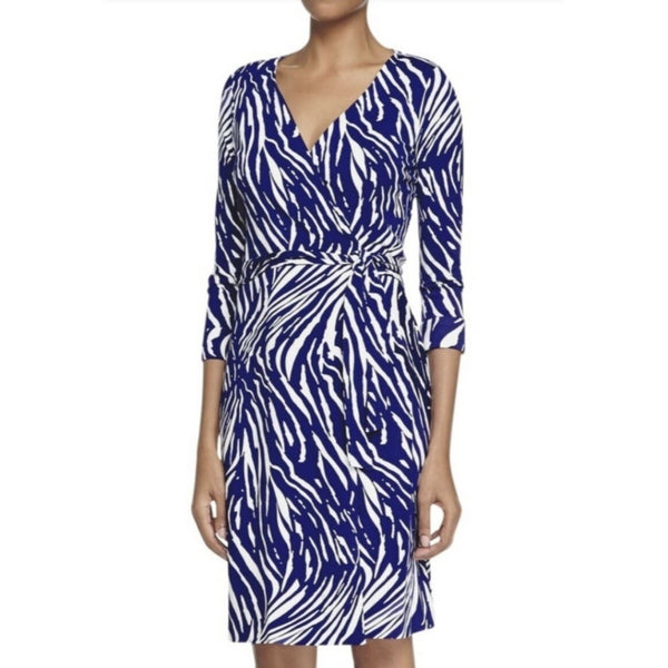 Robe bleue cache-coeur motif zébré (s)*-Diane von Furstenberg-La Penderie du Paradis 🕊