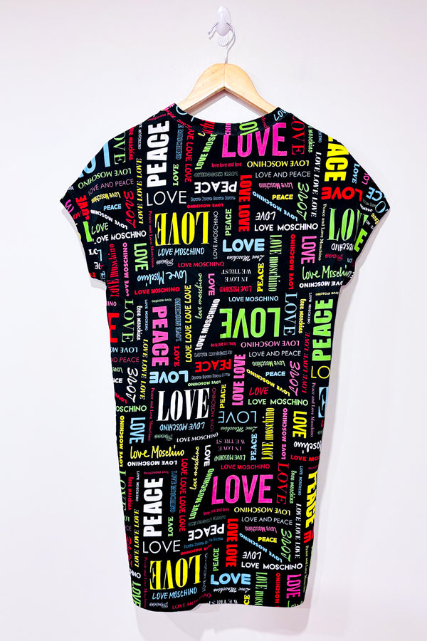 Robe noire avec texte et logo multicolore (s)*-Love Moschino-La Penderie du Paradis 🕊