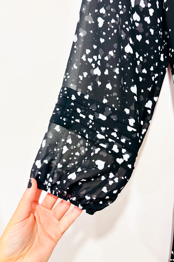 Robe fluide noire avec coeurs (xxs)*-Reitmans-La Penderie du Paradis đ