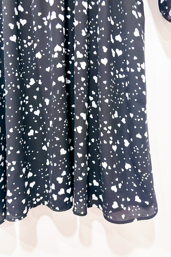 Robe fluide noire avec coeurs (xxs)*-Reitmans-La Penderie du Paradis đ